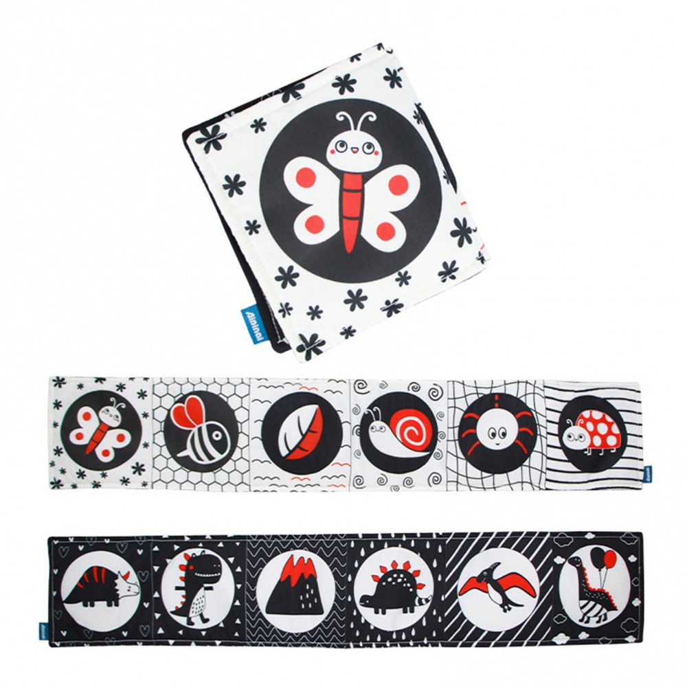 Sách Vải Không Độc Hại Màu Trắng Đen Hình Động Vật Dành Cho Bé