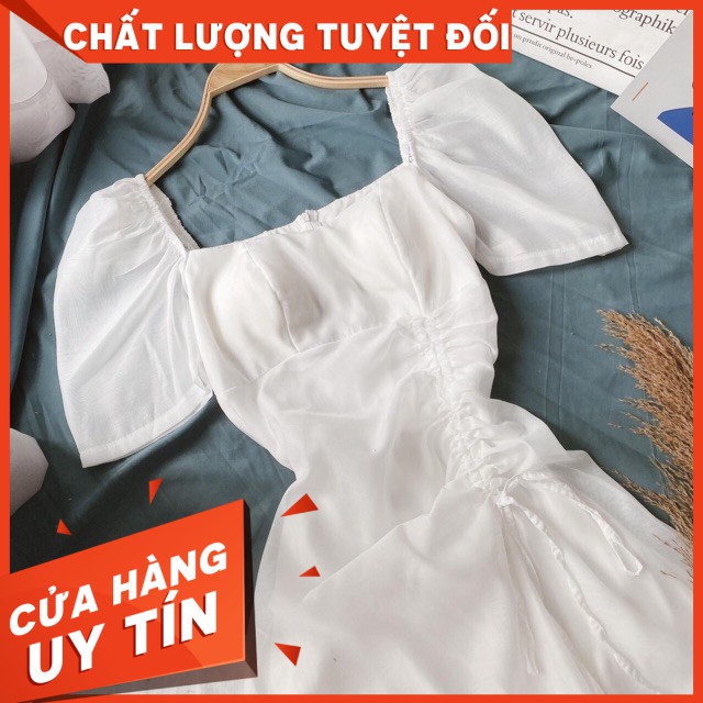 Đầm Suông Dài Trắng Rút Dây ( kèm ảnh thật )
