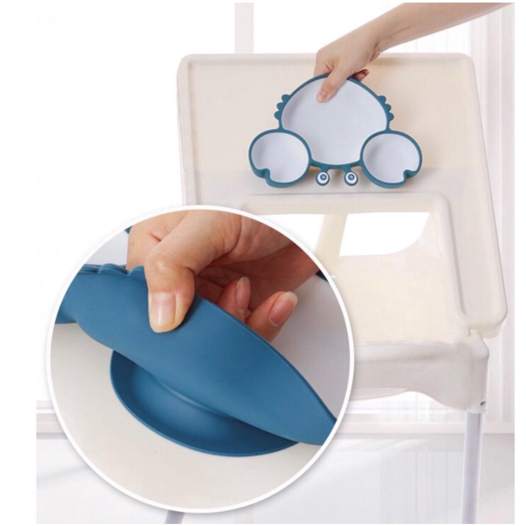 khay ăn dặm hình cua bằng silicon chống đổ cao cấp kèm hộp