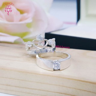 Nhẫn đôi bạc vương miện - MDJ