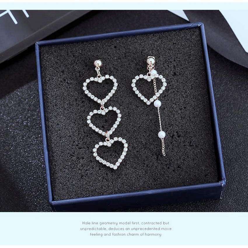 Khuyên tai tam giác trái tim phong cách Hàn Quốc thời trang cá tính bông tai hàn quốc dễ thương