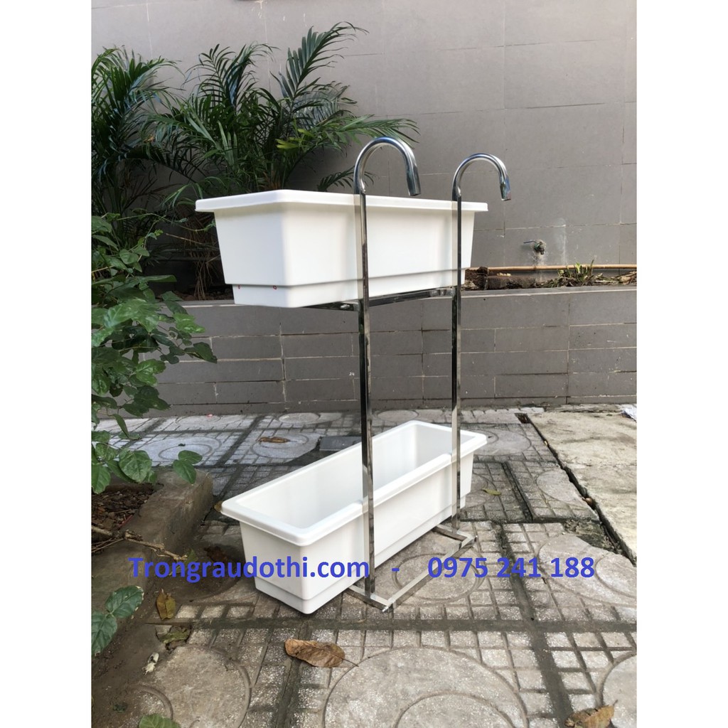 Móc treo 2 tầng inox trồng rau trồng hoa đều đẹp tuyệt, tiện lợi