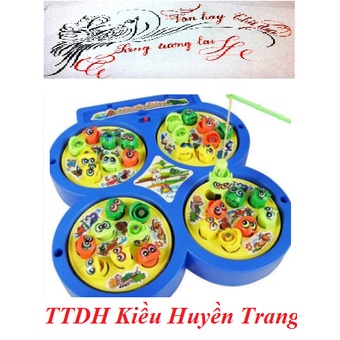 Bộ đồ chơi câu cá 4 hồ cho bé có gắn nam châm, trò chơi câu cá cho bé có phát nhạc