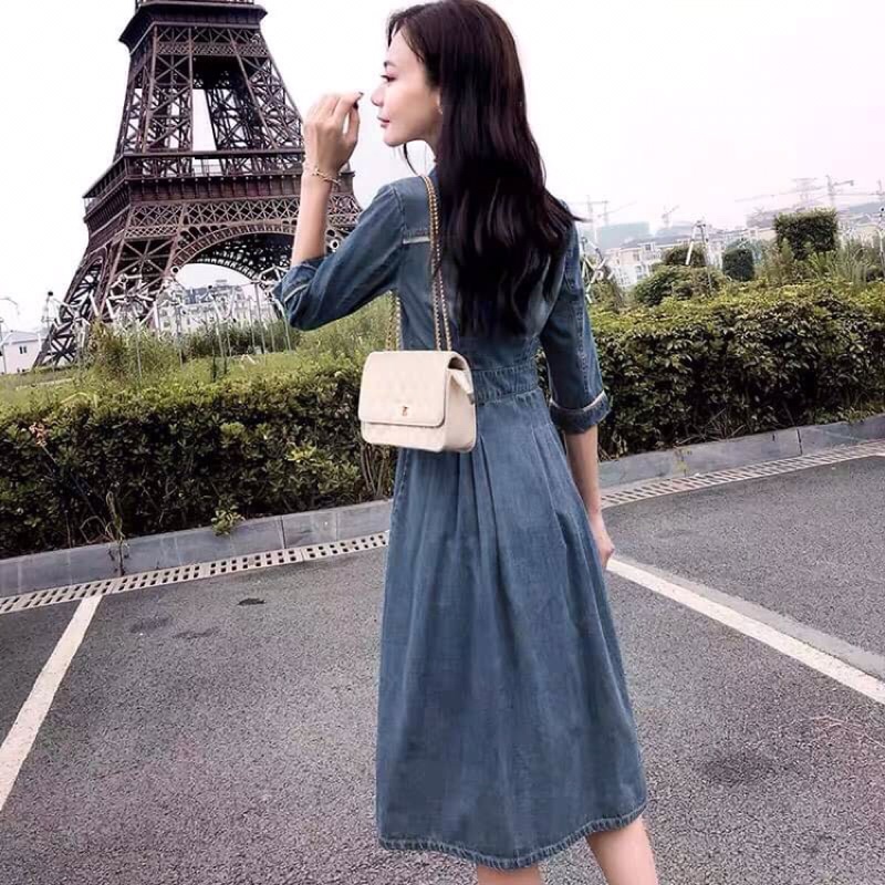 Đầm jean nữ cao cấp kiểu dáng năng động QCNP3783