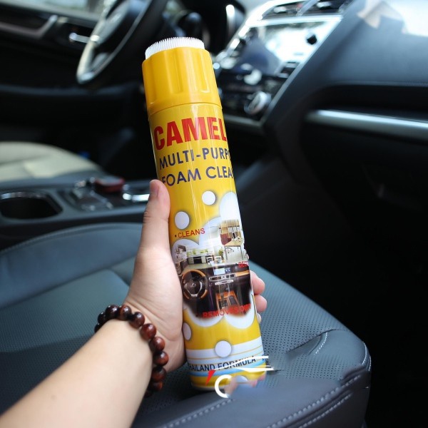 Chai Xịt Bọt Đa Năng Camel Vệ Sinh Ghế Da Nội Thất Ô Tô Foam Cleaner Màu Vàng Hương Chanh 650ml