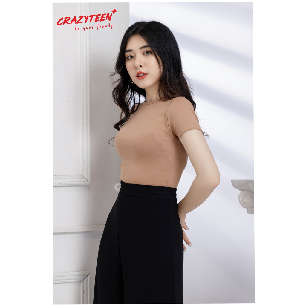 [Mã FAMALLT5 giảm 15% đơn 150k] Áo thun croptop nữ CRAZYTEEN phong cách trẻ trung (AC0340)