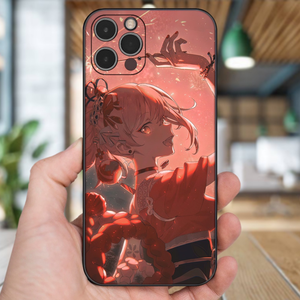 Ốp lưng iPhone 12 Pro dẻo đen cạnh vuông in hình Yoimiya Genshin Impact