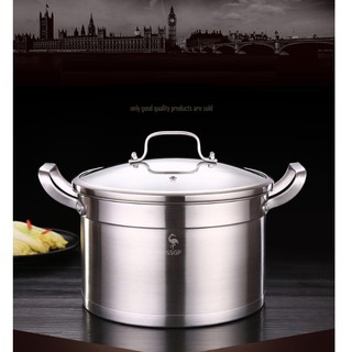 Nồi inox 304 nắp thủy tinh luộc gà nấu cháo cho gia đình cao cấp SSGP 27x23.5cm 1991g
