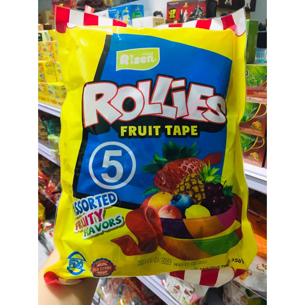 KẸO DẺO CUỘN ROLLIES RISEN VỊ TRÁI CÂY 350g
