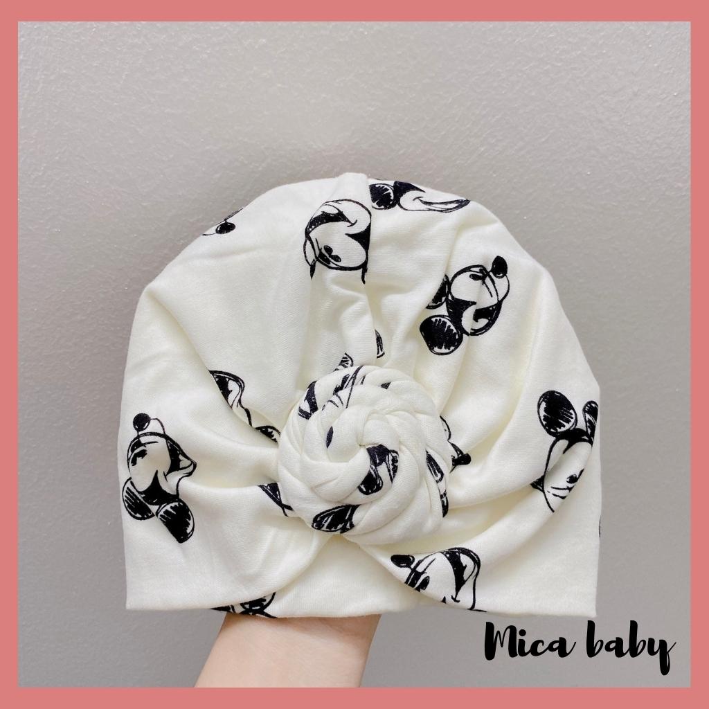 Mũ nón turban cho bé gái họa tiết chuột mickey 5-10kg Mica baby MTB32