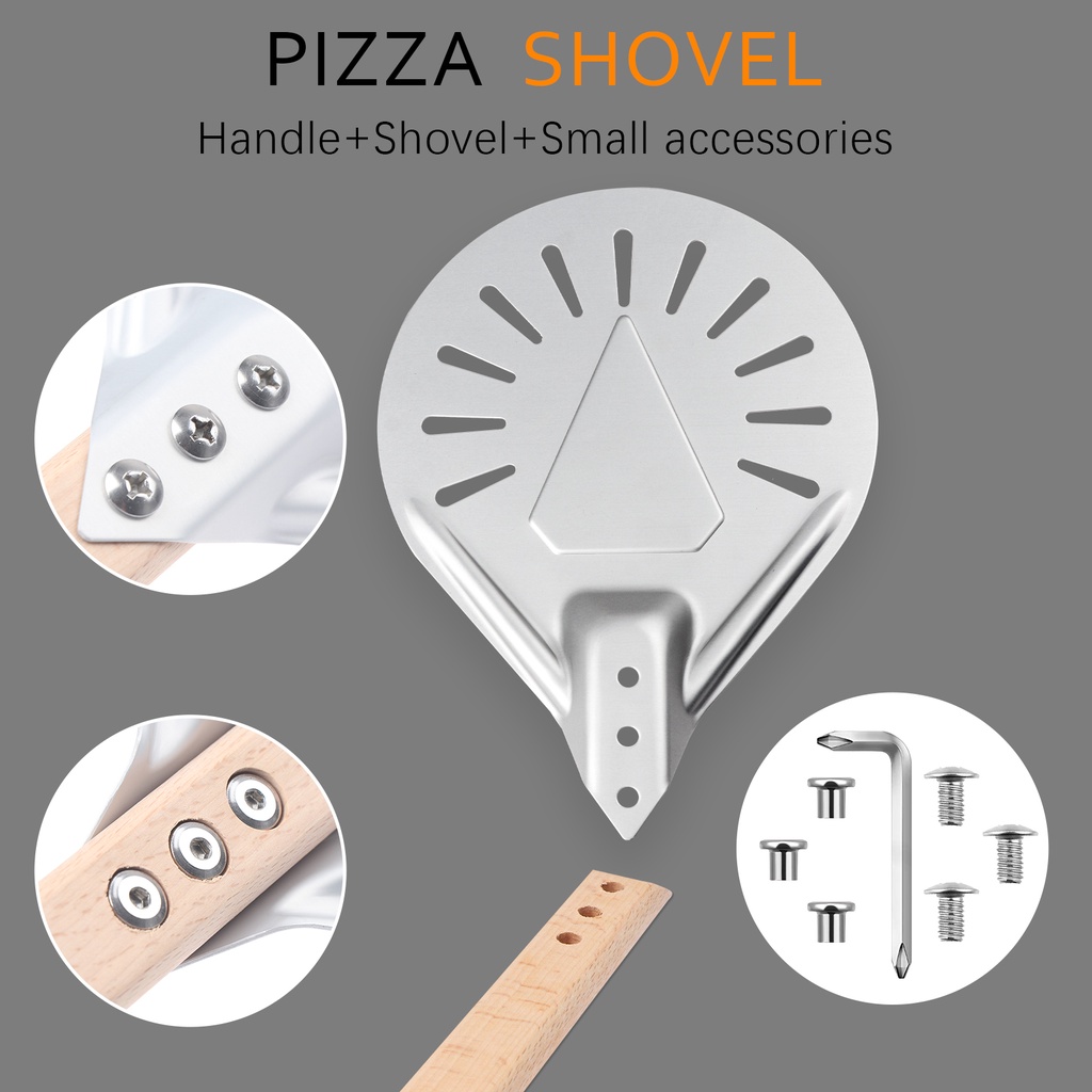 [takejoynew 0527] Round Pizza Paddle 7 Inch Aluminum Perforated Pizza Peel