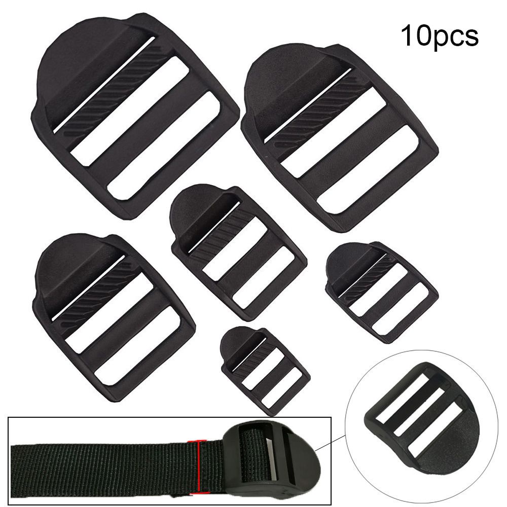 Set 10 móc khóa dây đeo ba lô bằng nhựa màu đen chất lượng cao