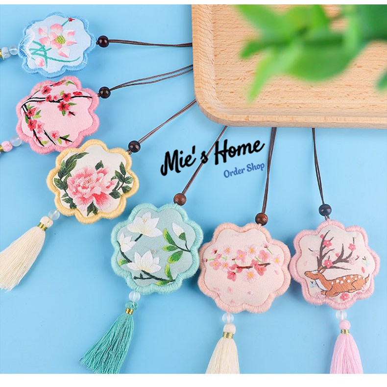 [FREE SHIP 50K] Kit Gói nguyên liệu thêu tay Túi thơm CỔ TRANG May Mắn Cầu An trang trí treo túi  - Mie Handmade Shop