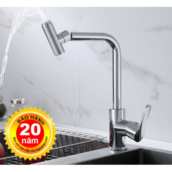 Vòi bếp nóng lạnh (cổ xoay) Agiadep - Hàng Cao cấp (Kèm Đôi dây cấp)