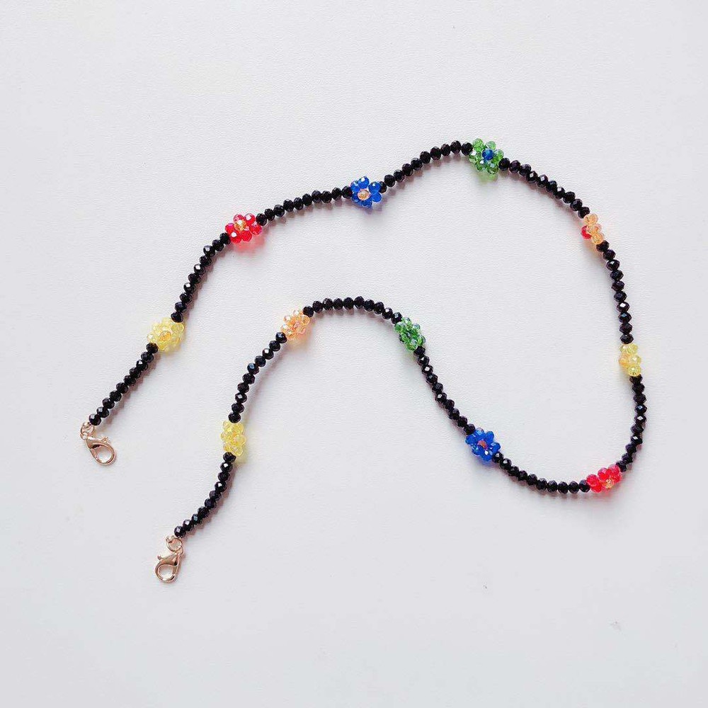 Dây đeo kính mặt nạ đính hạt bông hoa nhiều màu sắc bằng acrylic chống thất lạc
