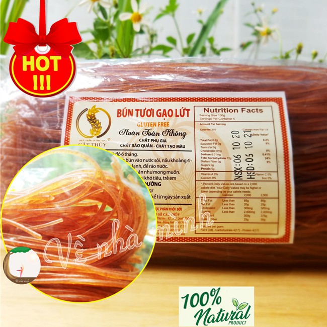 BÚN GẠO LỨT ĐỎ HỮU CƠ TỰ NHIÊN 500G ( bún lức khô sợi tròn nhỏ dễ ăn cho người lớn, trẻ nhỏ, ăn kiêng, chay, thực dưỡng)