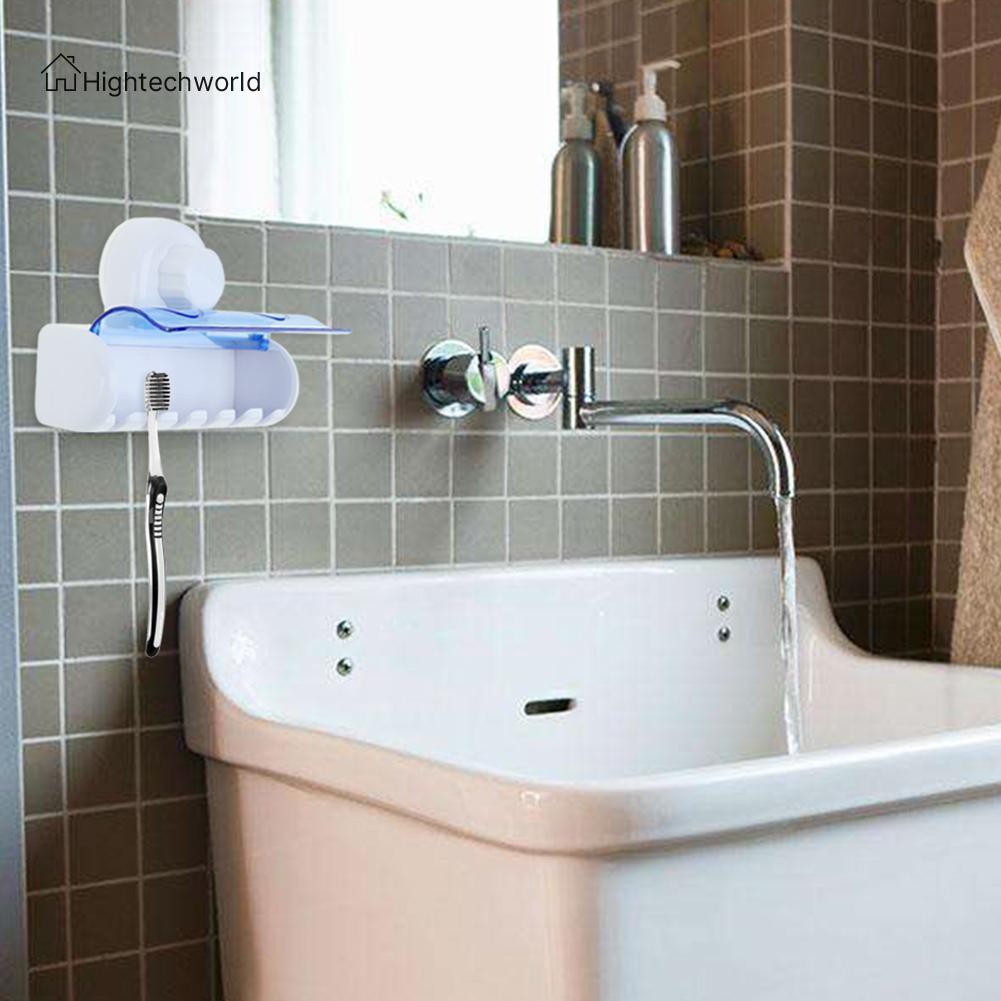 Hộp 6 móc treo bàn chải đánh răng nắp chống bụi kích thước 14x10.5x4.5cm có giác hút gắn tường nhà tắm