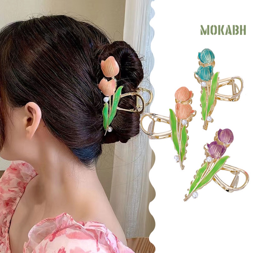 &lt; Kẹp Tóc Càng Cua Tạo Kiểu Tóc Hoa Tulip Viền Mịn Màng Tinh Tế Cao Cấp Phong Cách Ngọt Ngào Cho Nữ