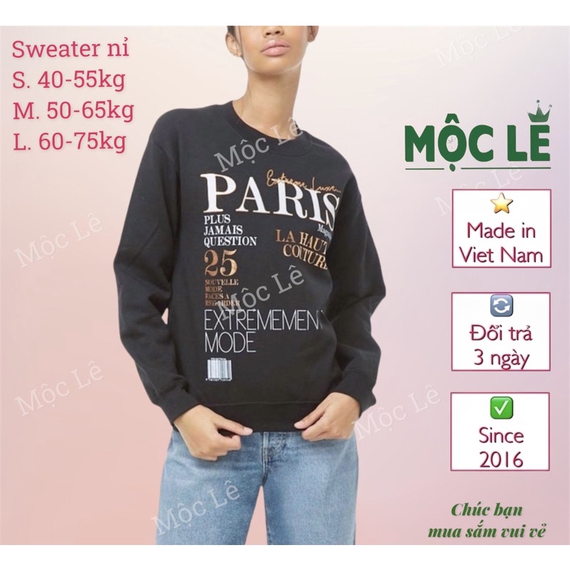 Áo Sweater unisex nam nữ f21 vnxk đen in chữ ánh bạc