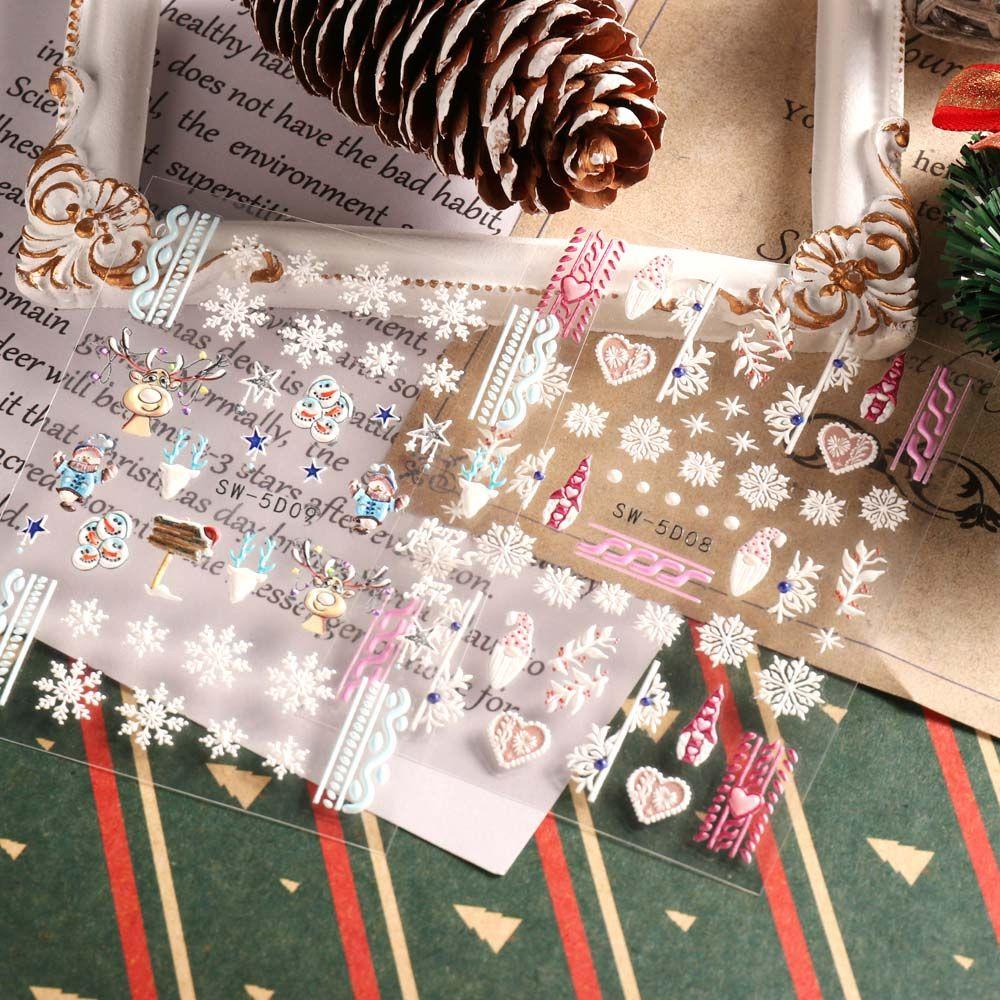 Miếng Dán Trang Trí Móng Tay Họa Tiết Giáng Sinh / Vỏ Sò / Bông Tuyết Xinh Xắn DIY