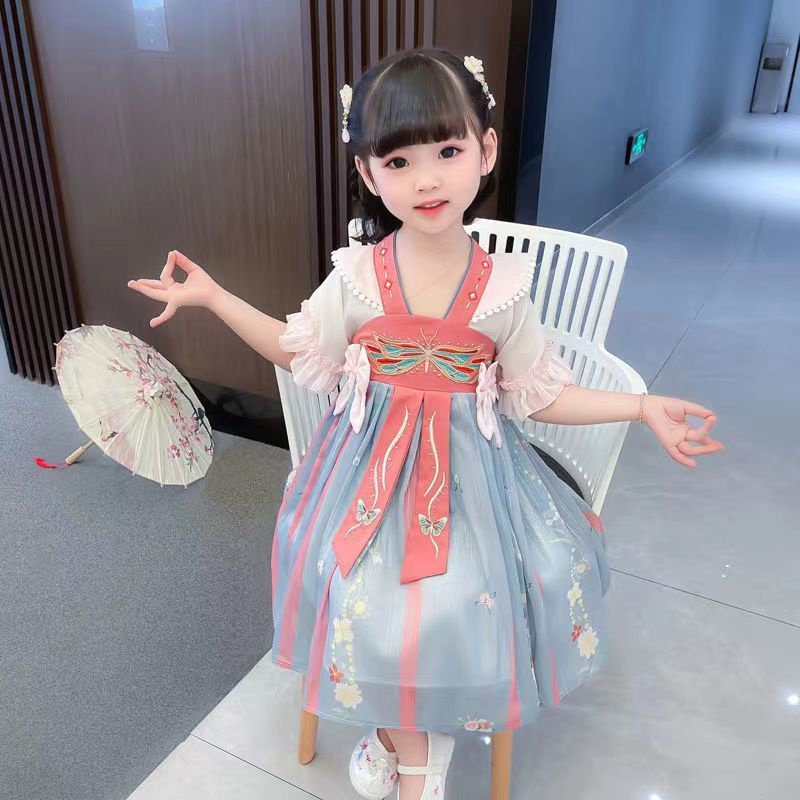 Đầm Hán Phục Tay Dài Phong Cách Trung Hoa Cổ Điển Mẫu Mới 2022 Thời Trang Xuân Thu Cho Bé Gái 10 Tuổi