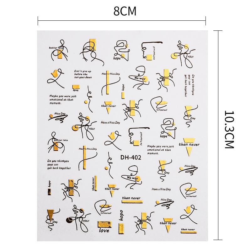 Tờ miếng dán trang trí móng tay nghệ thuật UR SUGAR 3D ánh kim lấp lánh thời trang