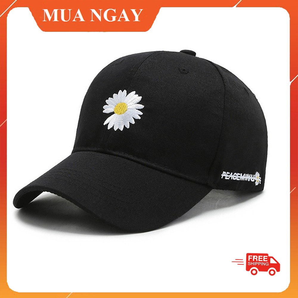 Mũ lưỡi trai thêu logo hoa cúc chất liệu kaki dày dặn M02