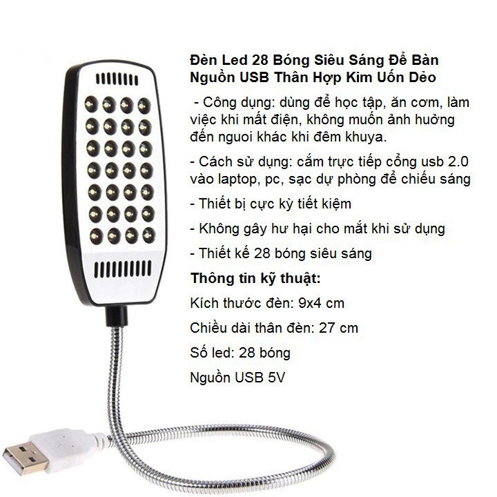 Đèn LED cổng USB 28 bóng siêu sáng có thể uốn cong 360 độ (màu ngẫu nhiên) | BigBuy360 - bigbuy360.vn