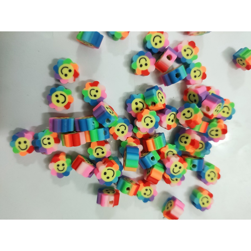 Gói 10 hạt cốm đất sét polymer nhiều kiểu nhiều màu làm vòng handmade