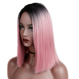Tóc giả Black Pink đen hồng ngôi giữa có da đầu