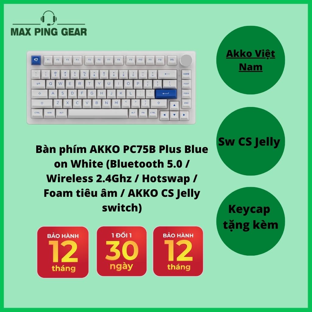 Bàn phím AKKO PC75B Plus Blue on White (Bluetooth 5.0 / Wireless 2.4Ghz / Hotswap / Foam tiêu âm / AKKO CS Jelly switch)