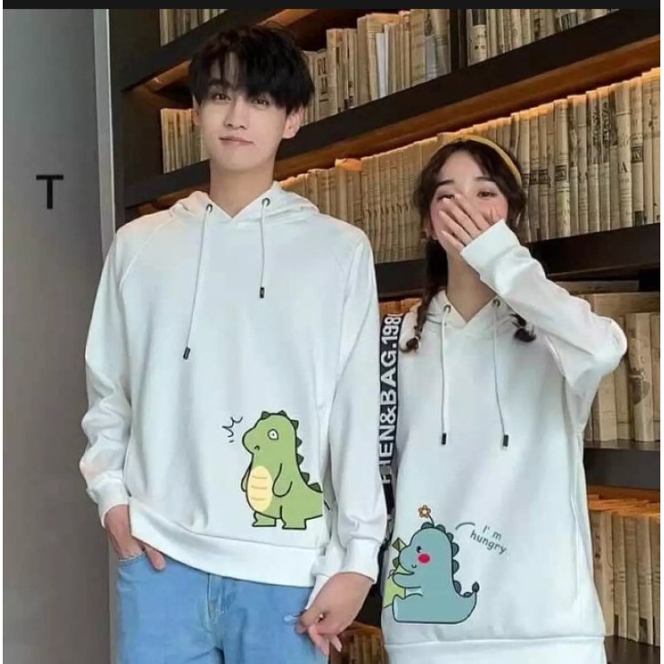 Áo hoodie đôi khủng long kéo đuôi ( giá bán 2 cái ) , chất nỉ bông dày mịn