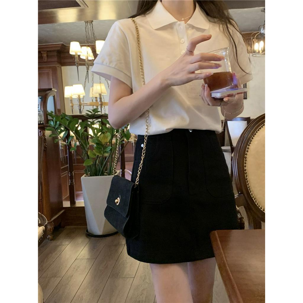 Áo Thun polo Ngắn Tay Màu Tương Phản Phong Cách Hàn Quốc Thời Trang Mới 65406