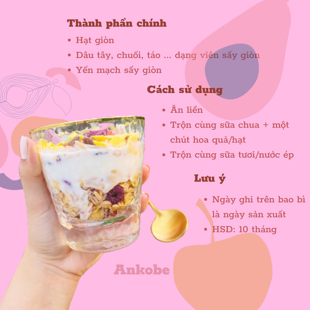 Túi/Hộp ngũ cốc Optimcom tại Ankobe, ít đường, dùng ăn sáng, hỗ trợ giảm cân | BigBuy360 - bigbuy360.vn