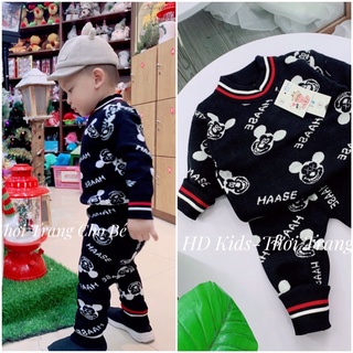 Set bộ len dài tay thu đông cho bé chất mềm, bộ quần áo trẻ em