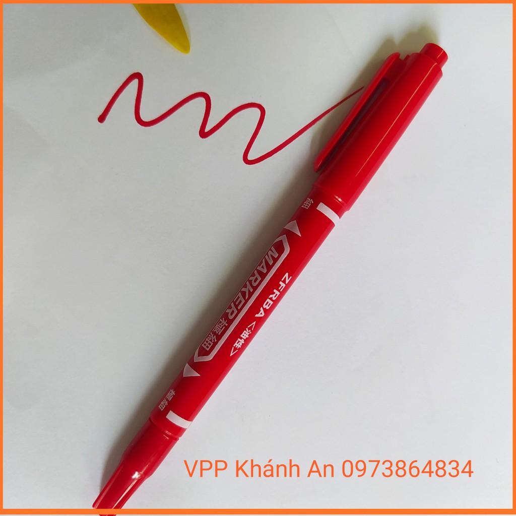 Bút lông dầu hai đầu,bút dạ kính Zebra MO 120 mực đỏ(2 chiếc)