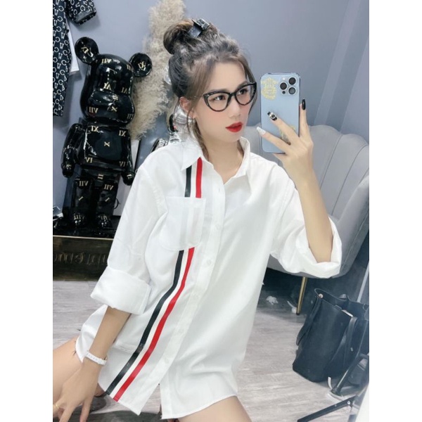 Sơ Mi Thom Browne, Áo Sơ Mi Thom Vạch Thẳng Hot Hit Form Thụng Unisez