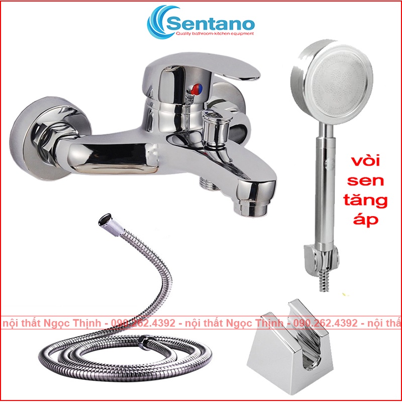 Bộ Củ Sen Tắm Nóng Lạnh SENTANO STN-213 Đồng Thau Mạ Crom sử dụng tay Sen Tăng Áp tia mịn