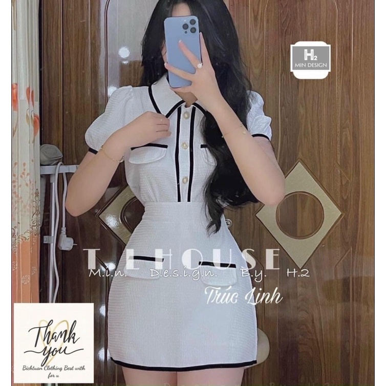🌈 SÉT XỐP NỮ VIỀN ÁO CỔ CHÂN VÁY A ❤️