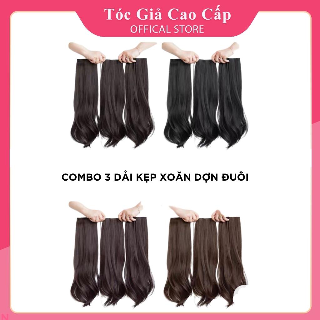 Tóc giả kẹp xoăn, combo 3 dải kẹp xoăn dợn đuôi nhẹ nhàng, 8226-P