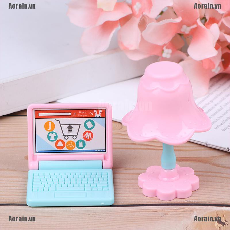 Mô Hình Đèn Và Máy Tính Xách Tay mini Sáng Tạo Cho Nhà Búp Bê