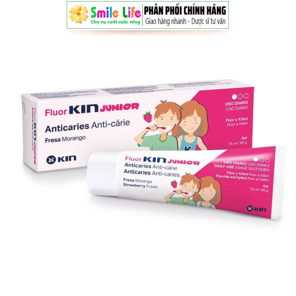 SMILE LIFE | Kem Đánh Răng FLUOR KIN JUNIOR 95g - Ngừa Sâu Răng Cho Trẻ Em Từ 6 Tuổi