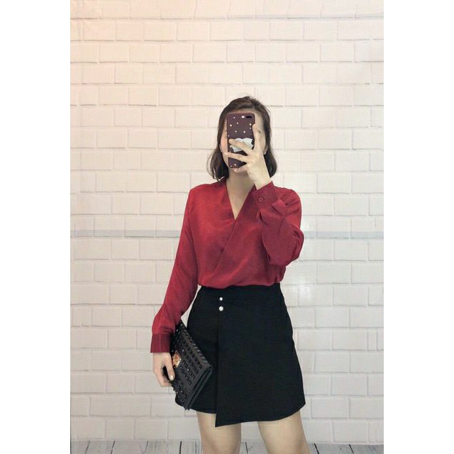 Áo sơ mi vạt chéo đủ màu