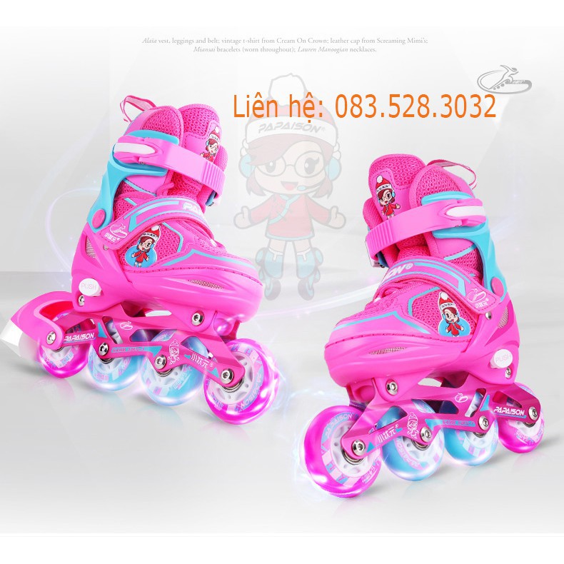 Giày patin trẻ em Papaison kids 2 màu phát sáng