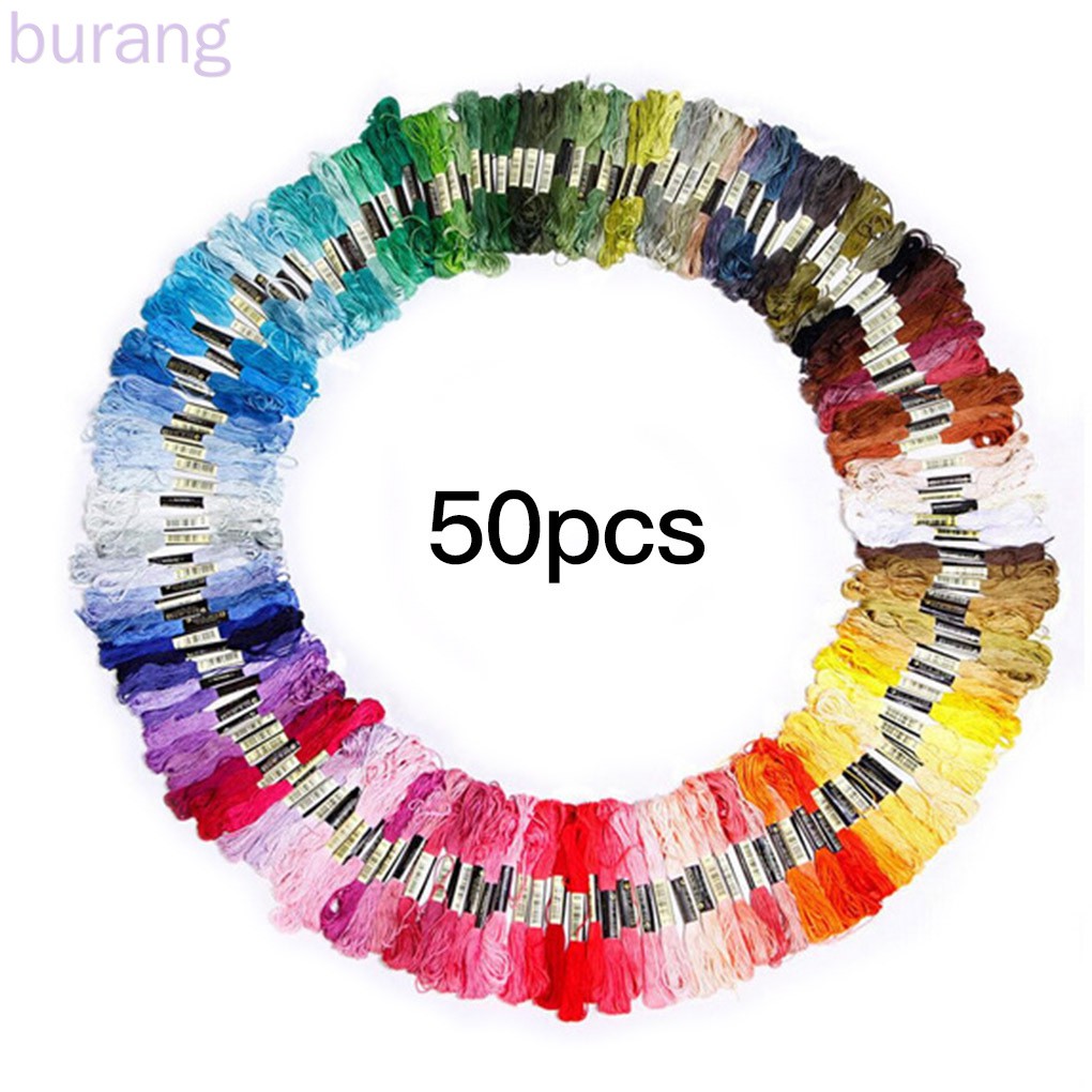 Bộ 50 chỉ cotton thêu 6 cọng màu ngẫu nhiên cho thêu tranh chữ thập