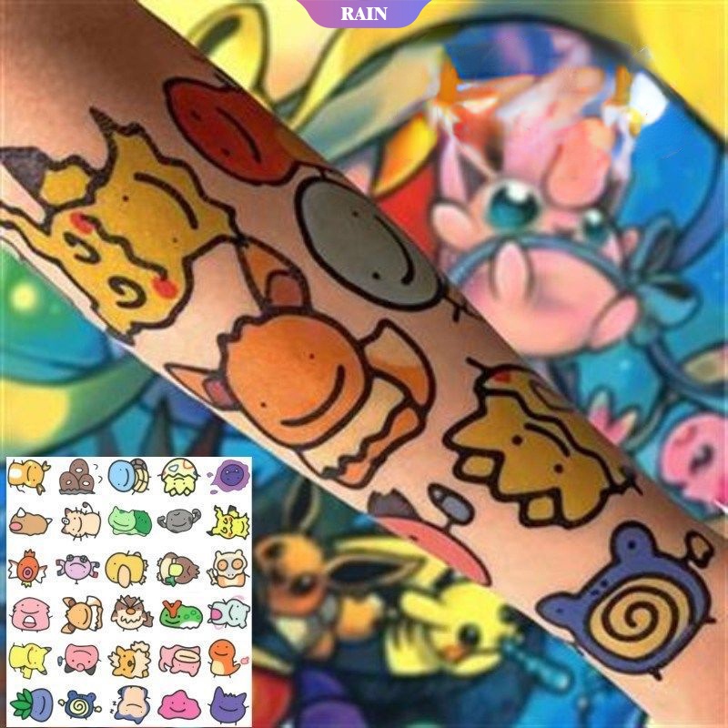 Set 30 Hình Xăm Dán Hoạt Hình Pokemon Chống Nước Dễ Thương Dành Cho Trẻ Em