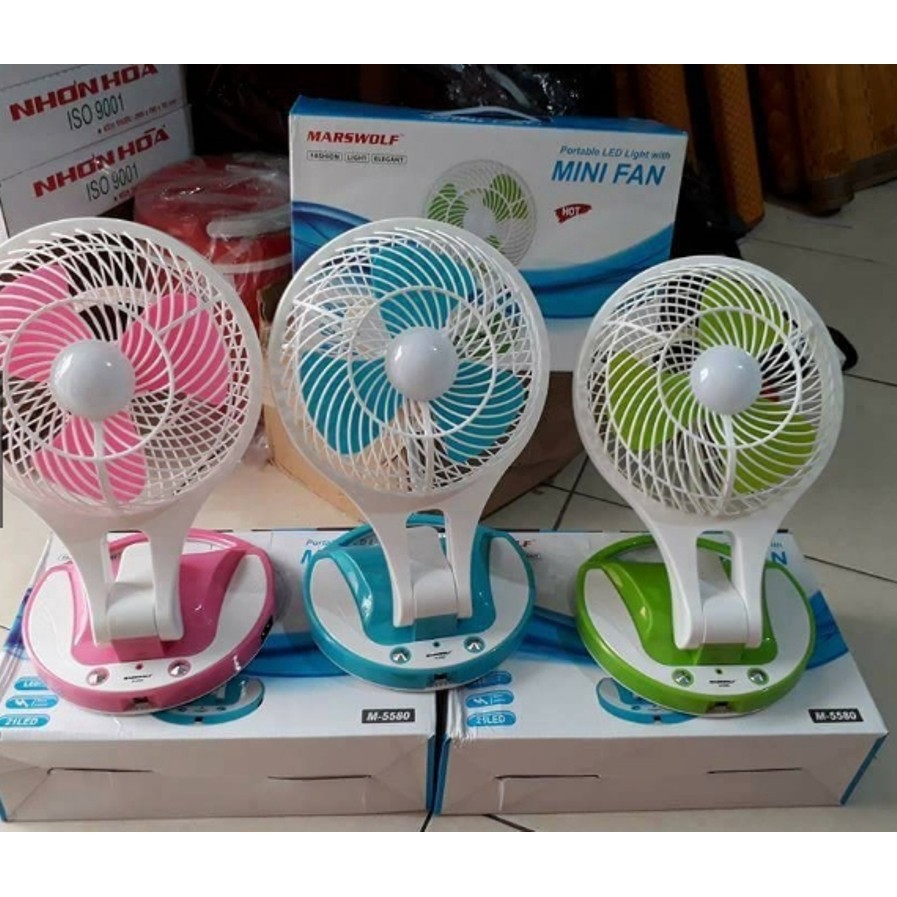 Quạt Đèn Sạc Tích Điện Mini Fan JR 5580