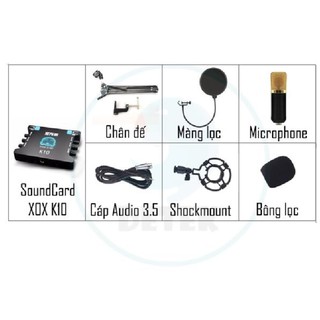 Bộ Livestream Card âm thanh XOX K10 kèm Micro K600 thu âm và phu kiện
