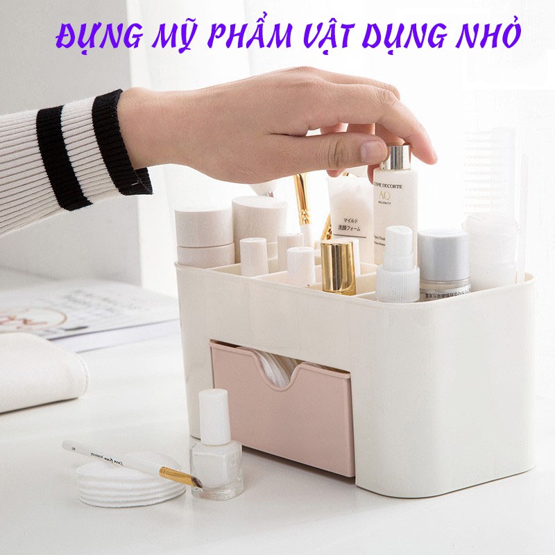 Kệ đựng mỹ phẩm để đồ trang điểm tủ đựng mỹ phẩm làm bằng nhựa cứng có chia ô tiện lợi - AN NHIÊN DECOR