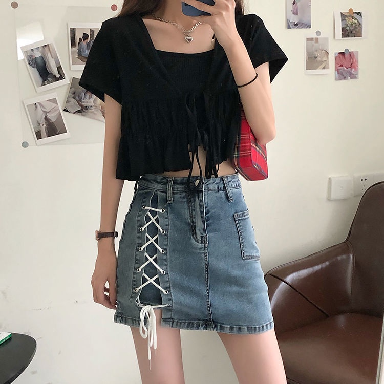 High Waist Jean Skirts Stretchy Design Off Sides Summer Fashion New Arrivals For Girlfriends 2021